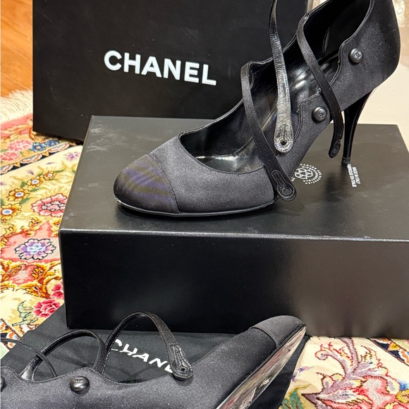CHANEL Black Strappy Women's Heels